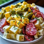 Marinated Cheese Appetizer with Salami & Pickles