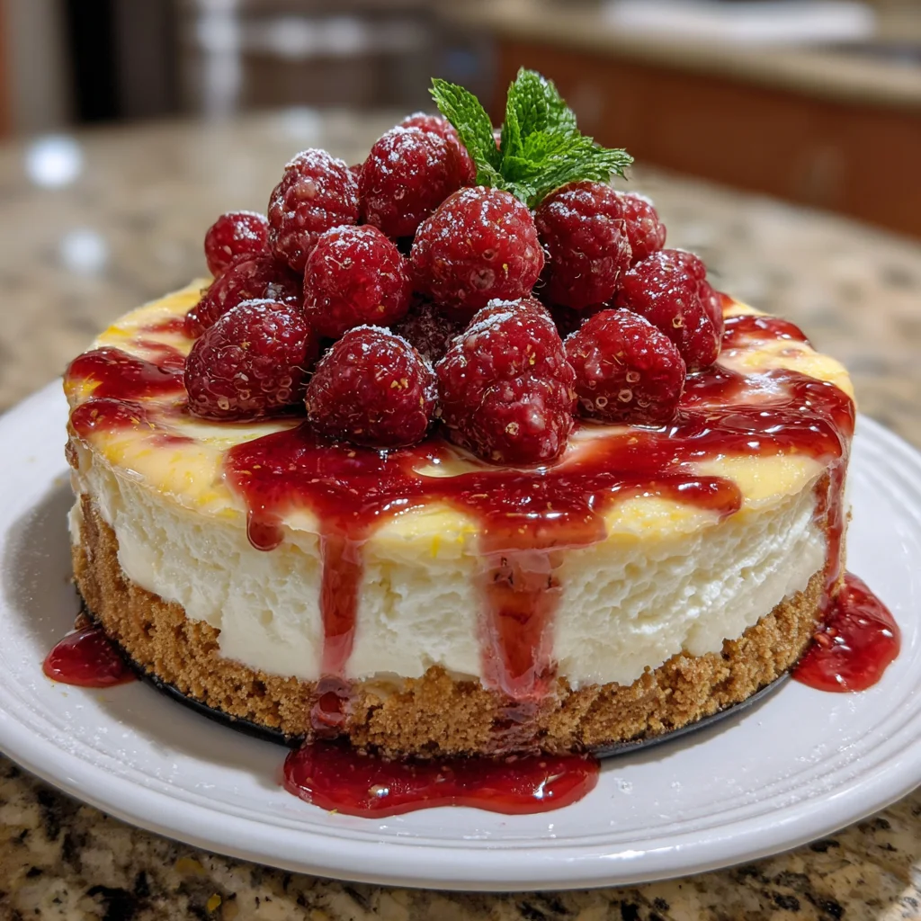 Delicious Lemon Raspberry Swirl Cheesecake