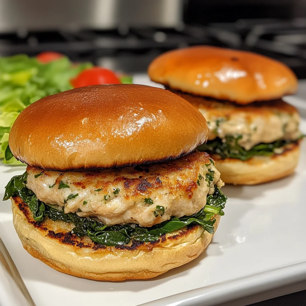 White Cheddar and Spinach Chicken Burgers