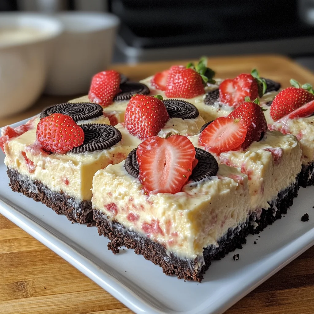 Golden Oreo Strawberry Cheesecake Bars