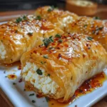 Oven Baked Feta Rolls with Chili Honey