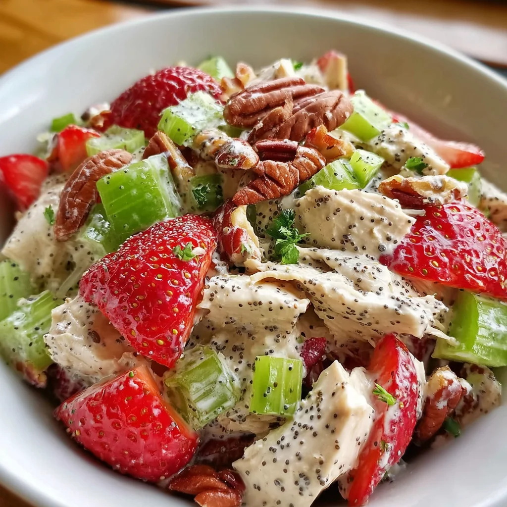 Strawberry Pecan Chicken Salad with poppyseeds