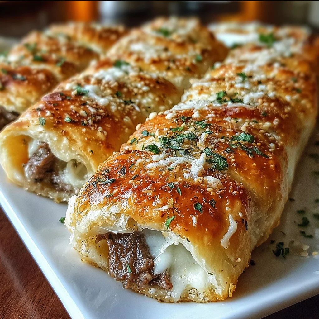 Philly Cheesesteak Stuffed Cheesy Breadsticks