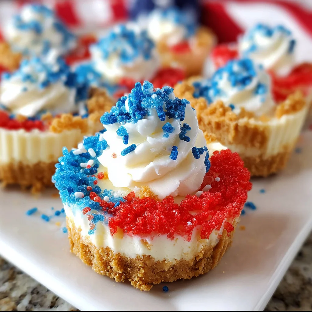Red, White and Blue Mini Cheesecakes