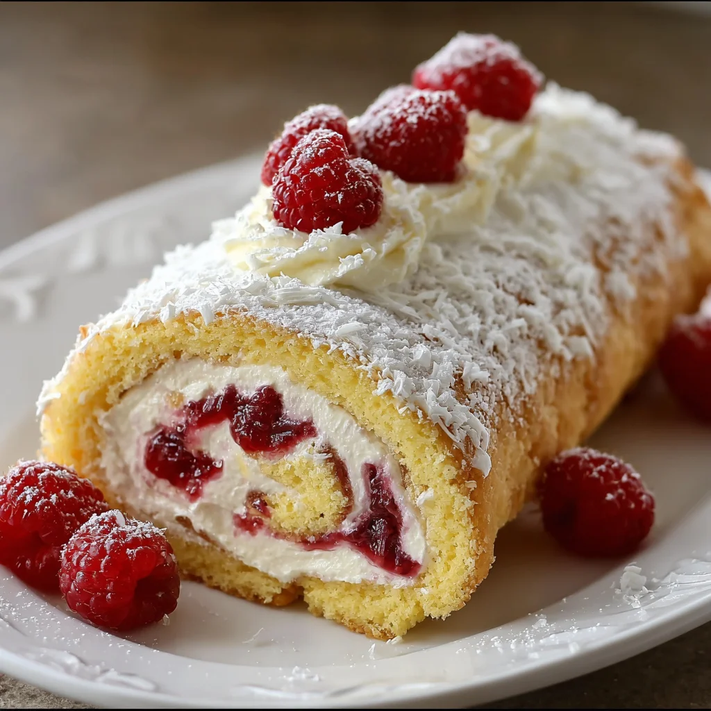Raspberry White Chocolate Cake Roll