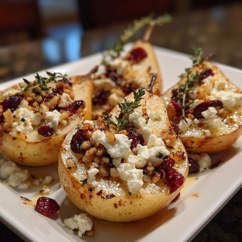 Baked Pears with Feta, Honey, and Cranberries – A Sweet and Savory Fall Delight!