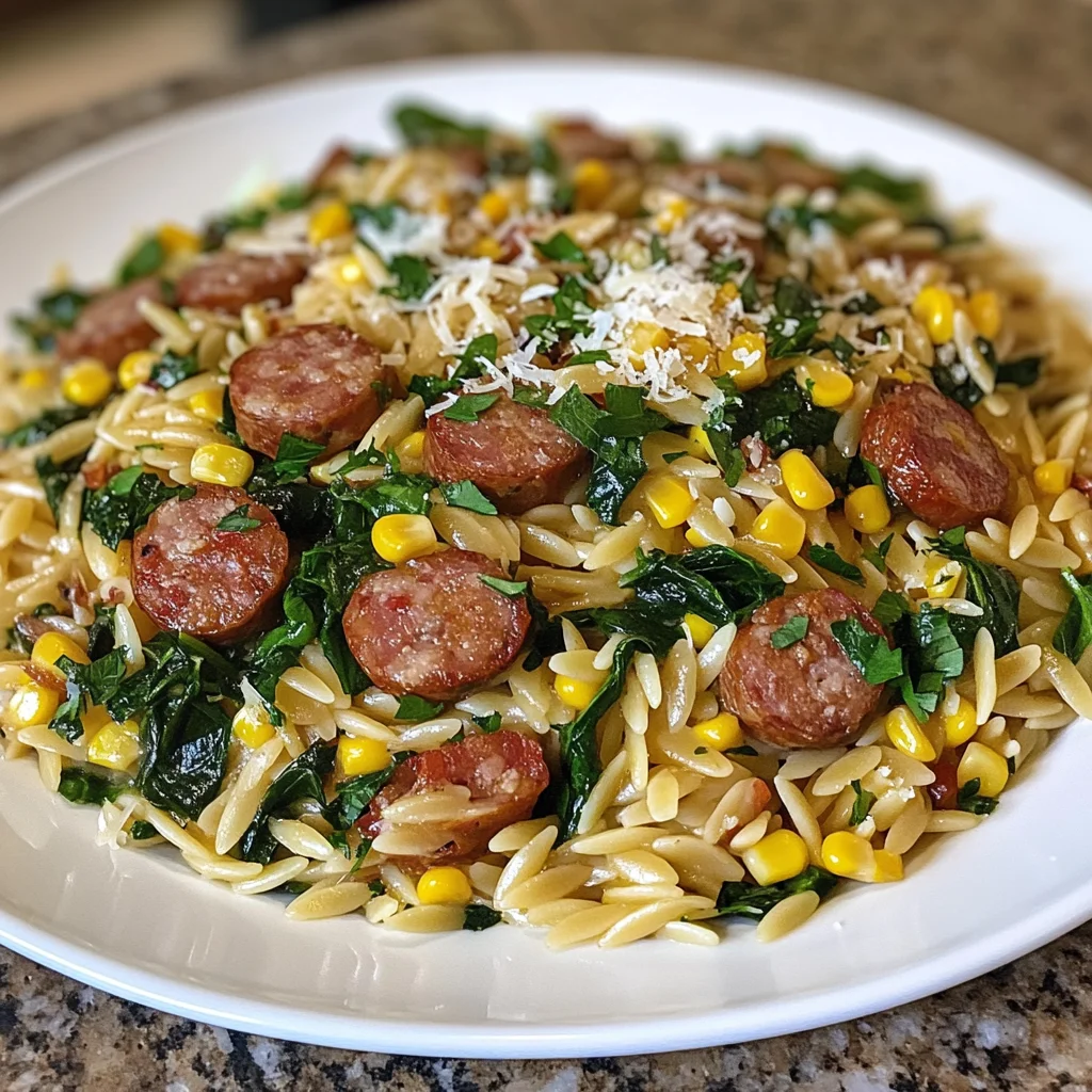 Sausage, Corn & Spinach Orzo