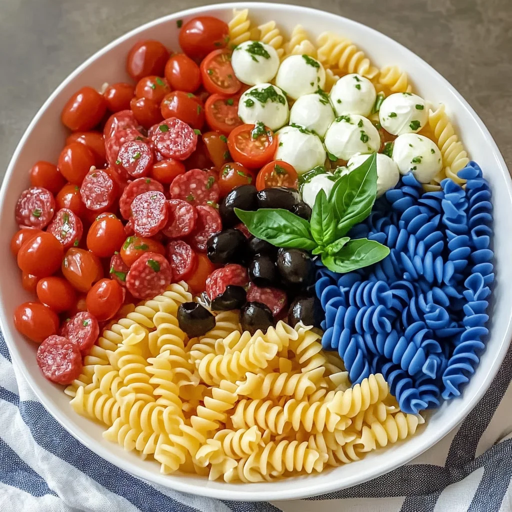 Chilled 4th of July Pasta Salad