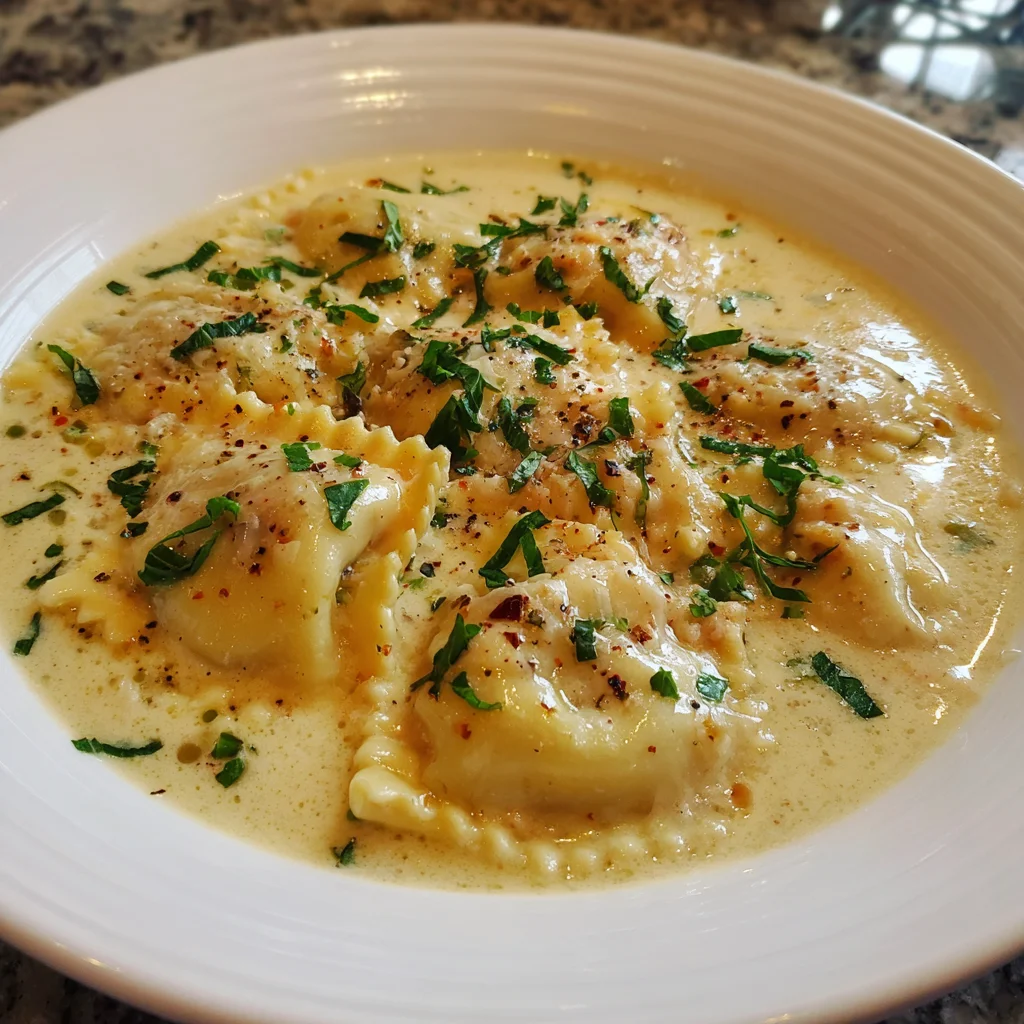 Creamy Tuscan Ravioli Soup