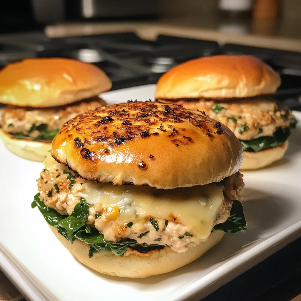 White Cheddar and Spinach Chicken Burgers