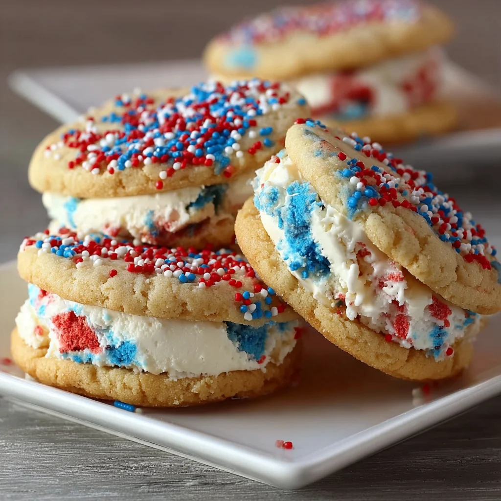 Patriotic Cookie Ice Cream Sandwiches