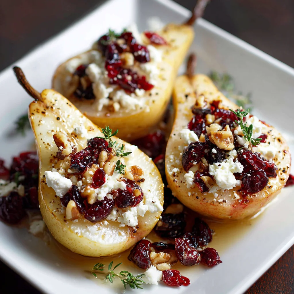Baked Pears with Feta, Honey, and Cranberries – A Sweet and Savory Fall Delight!