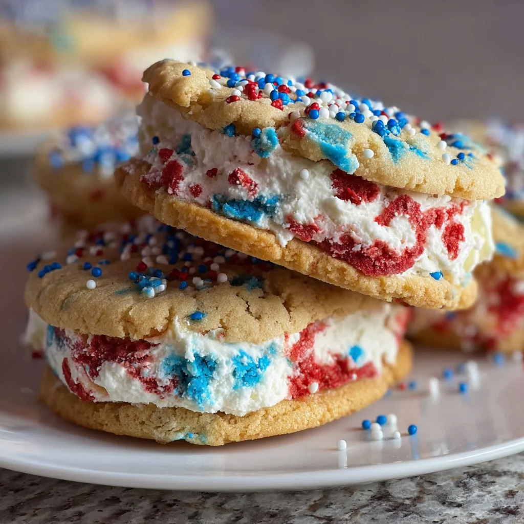 Patriotic Cookie Ice Cream Sandwiches