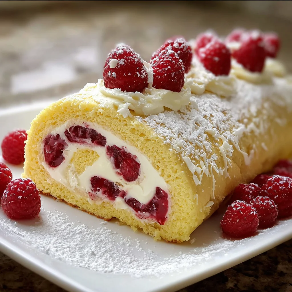 Raspberry White Chocolate Cake Roll