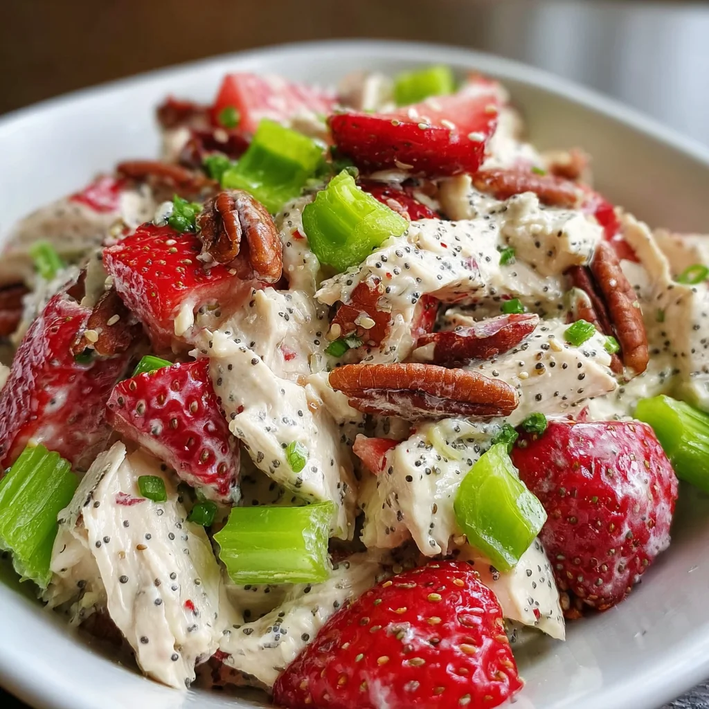 Strawberry Pecan Chicken Salad with poppyseeds