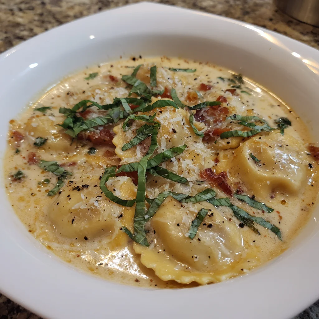 Creamy Tuscan Ravioli Soup