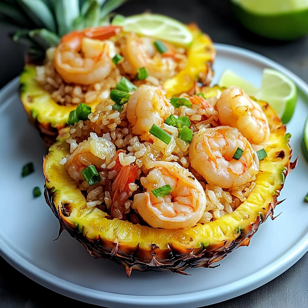 Pineapple Teriyaki Shrimp Fried Rice Boats