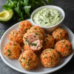 Salmon Balls with Creamy Avocado Sauce
