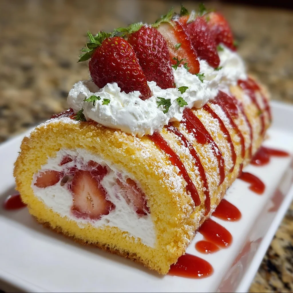 Homemade Strawberry Shortcake Cheesecake Roll Delight Awaits!