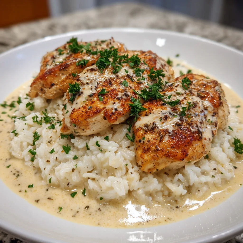 Creamy Smothered Chicken and Rice