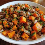 Ground Beef and Sweet Potatoes Skillet