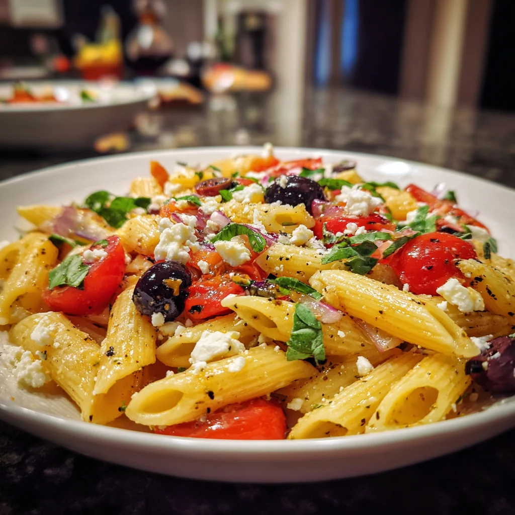 Greek Pasta with Feta & Olives