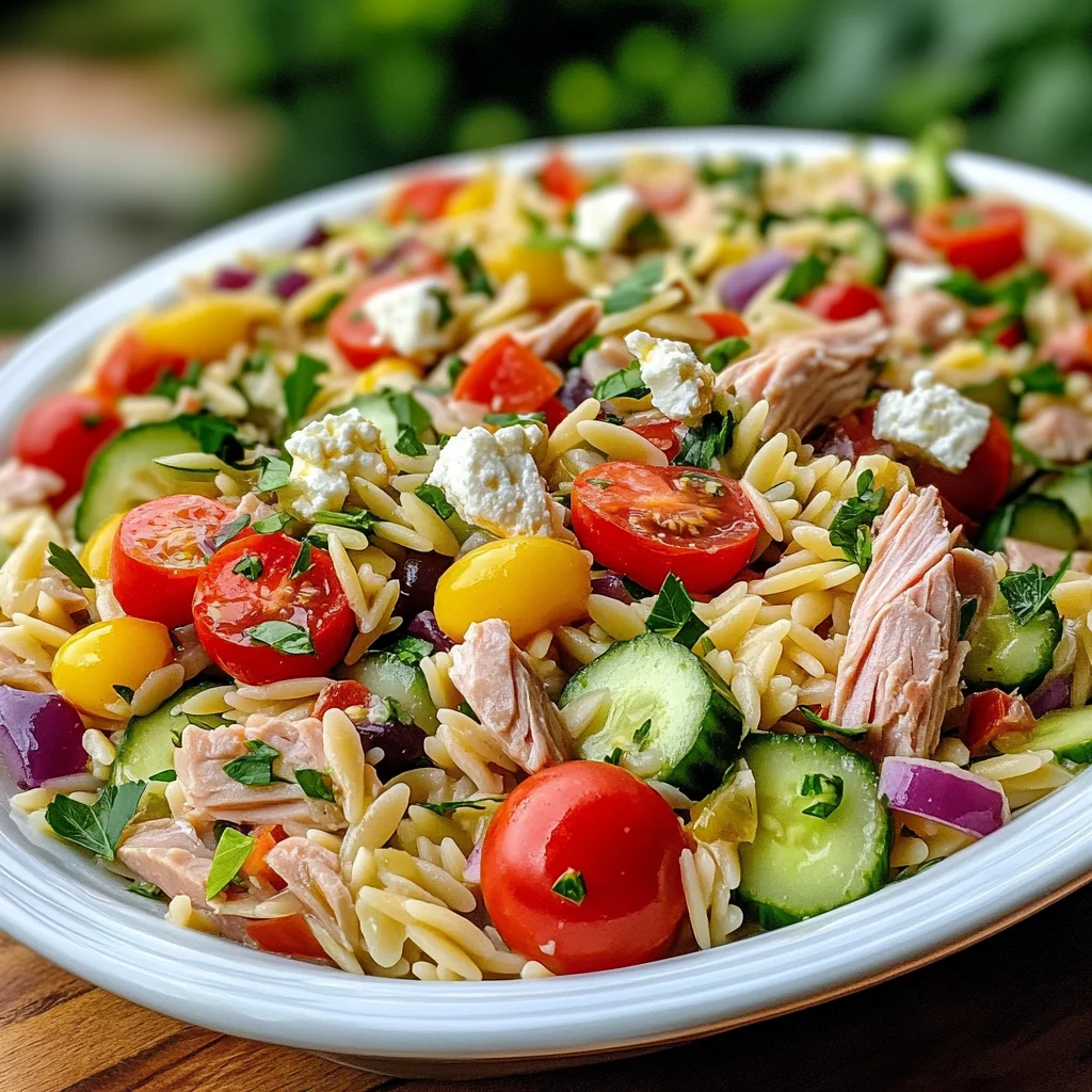 orzo tuna salad: creamy, zesty & no mayo slop!
