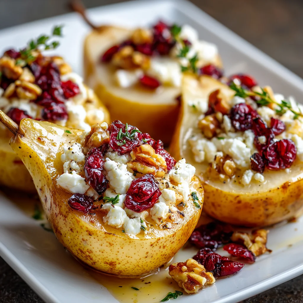 Baked Pears with Feta, Honey, and Cranberries – A Sweet and Savory Fall Delight!