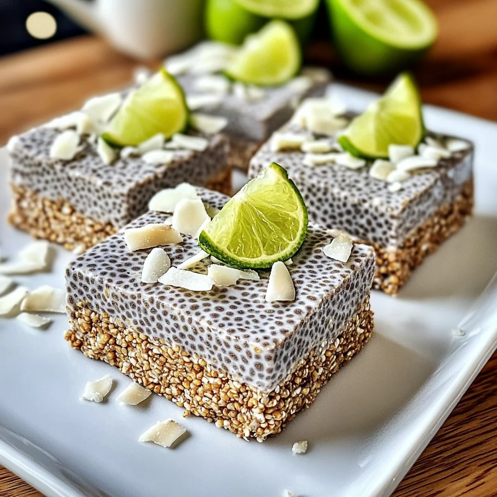 Refreshing No-Bake Chia Pudding Bars with Zesty Coconut Lime Flavor