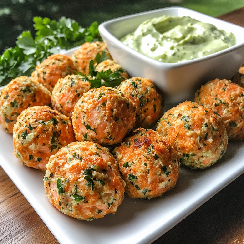 Salmon Balls with Creamy Avocado Sauce