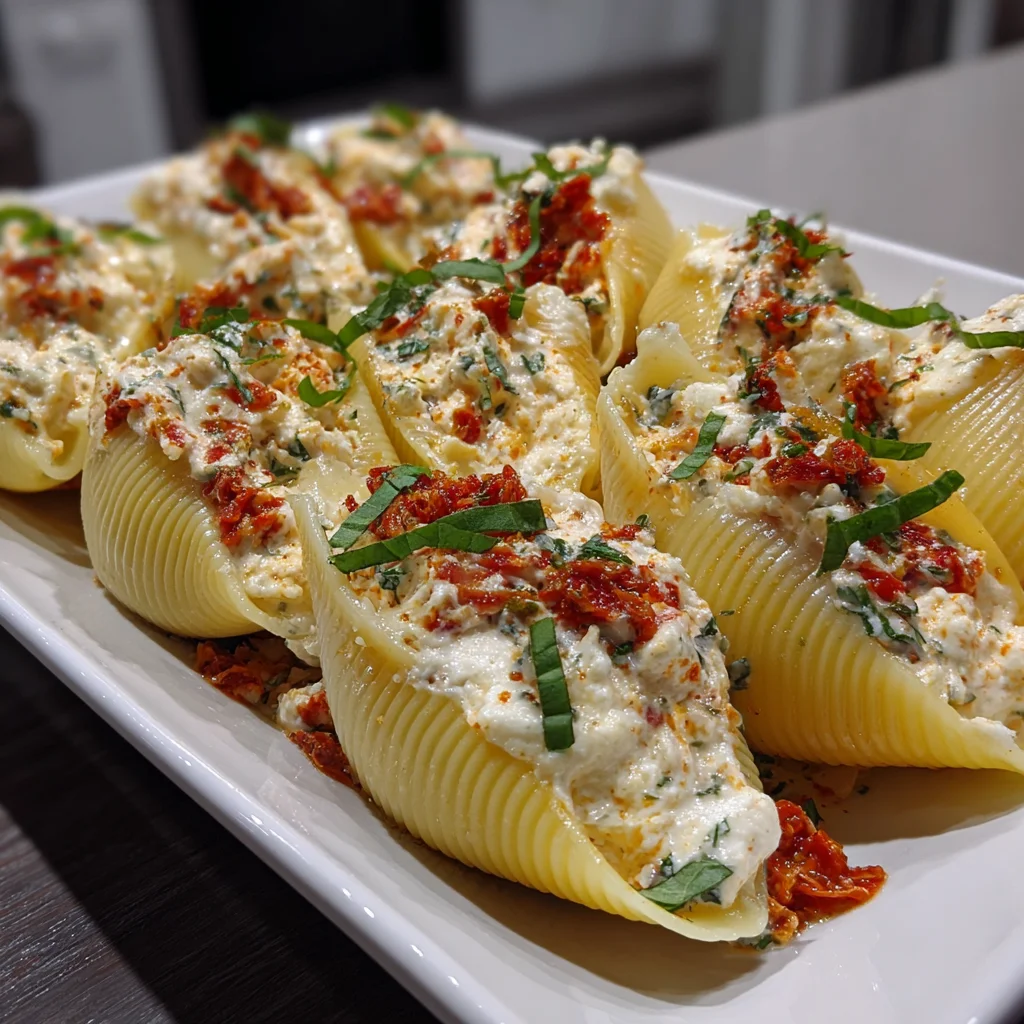 Creamy Sun-Dried Tomato and Ricotta Stuffed Shells