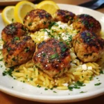 Greek Chicken Meatballs with Lemon Orzo – Light, Fresh & Full of Mediterranean Flavor!
