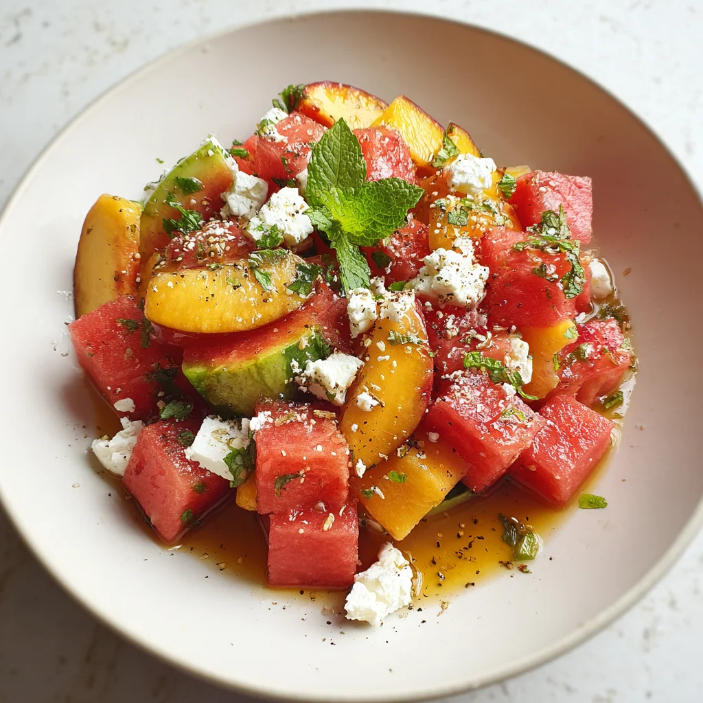Peach & Watermelon Salad – Juicy, Colorful & Perfect for Summer!