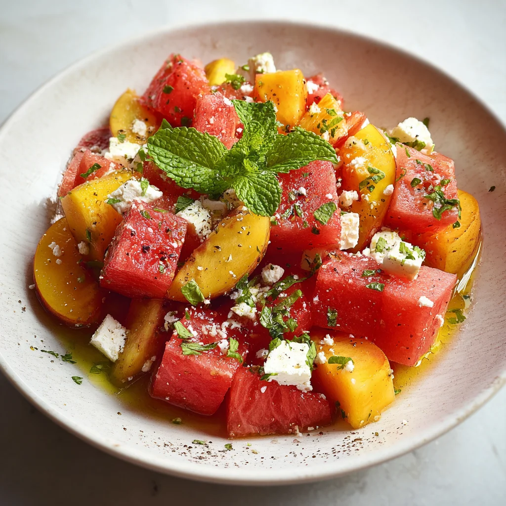 Peach & Watermelon Salad – Juicy, Colorful & Perfect for Summer!