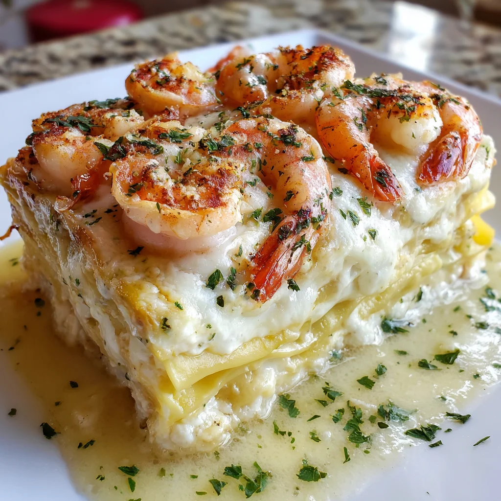Garlic Butter Shrimp Scampi Lasagna | Luxurious, Cheesy & Seafood-Lover Approved!