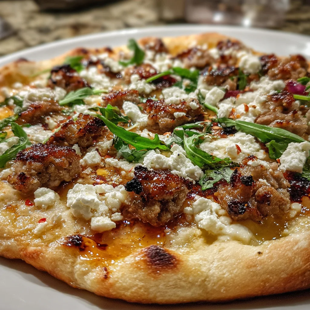 Hot Sausage Feta Honey Pizza – Spicy, Salty & Sweet in Every Bite!