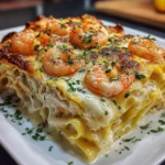 Garlic Butter Shrimp Scampi Lasagna – Rich, Creamy & Seafood-Lover’s Dream!