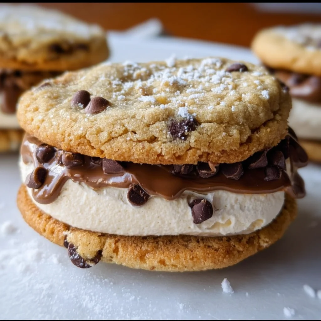 Coffee Cream-Filled Chocolate Chip Sandwich Cookies | Soft, Chewy & Caffeine-Kissed!