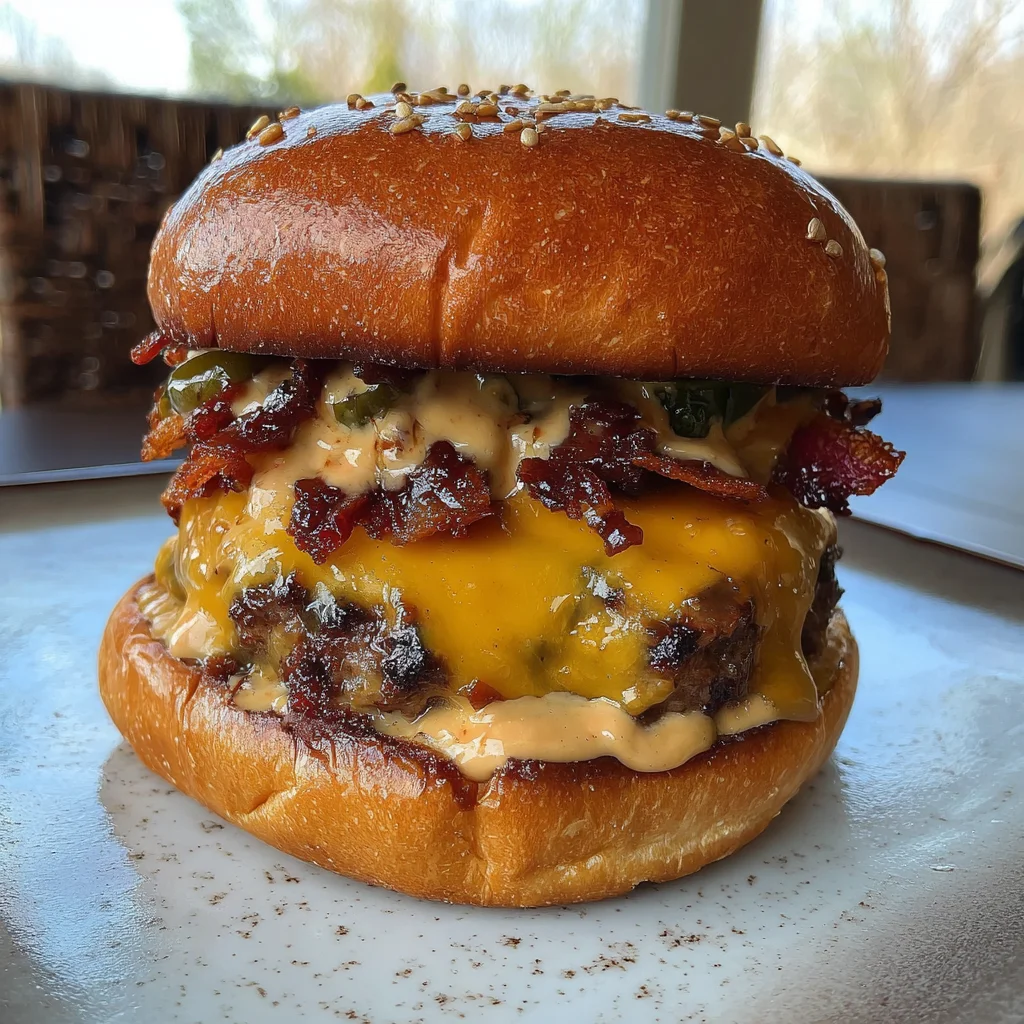 Smoked Cheddar Jalapeño Burgers with Crispy Bacon Sauce | Spicy, Smoky & Seriously Satisfying!