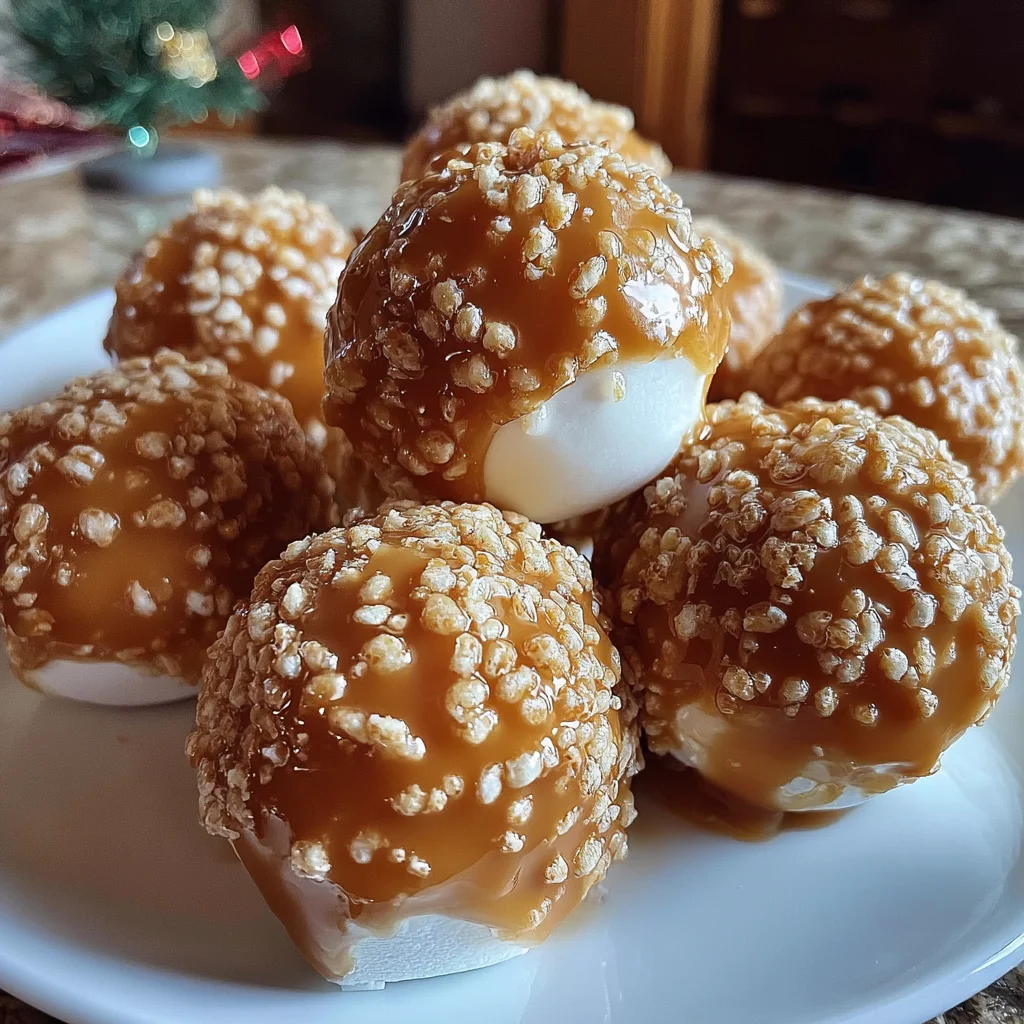 Marshmallow Caramel Crunch Balls | Gooey, Crispy & Totally Addictive!