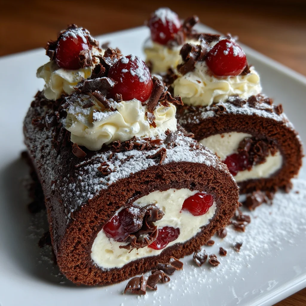 Elegant Black Forest Cake Roll