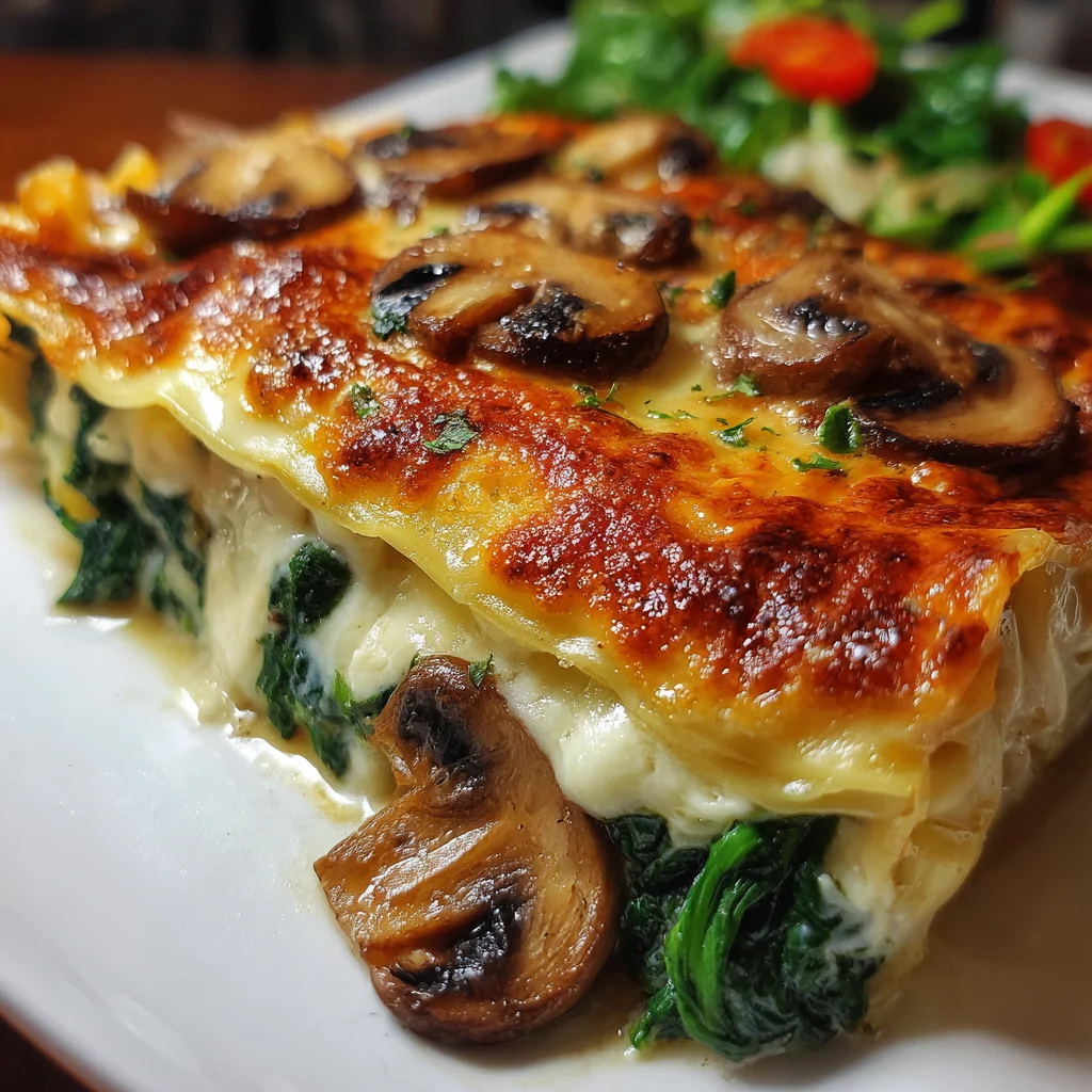 Easy Creamy Spinach Mushroom Lasagna