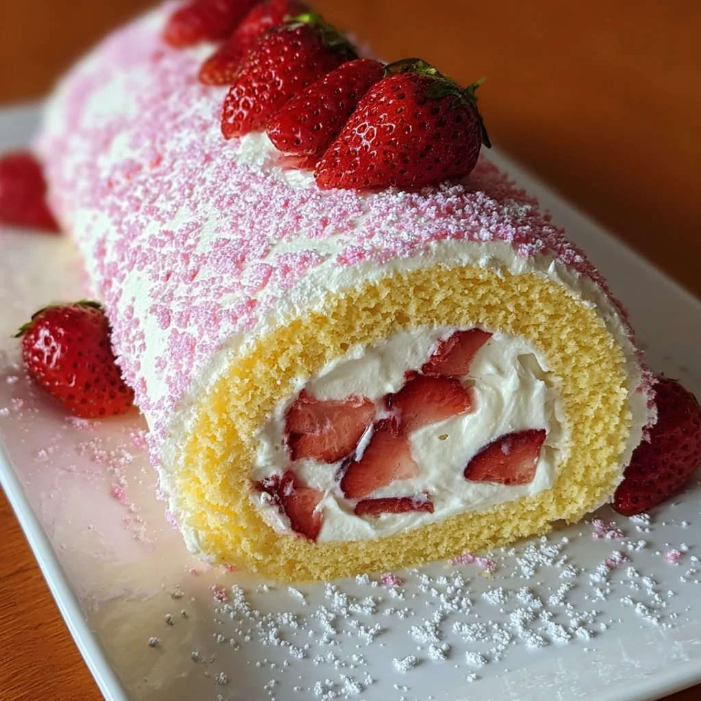 Strawberry Shortcake Swiss Roll Cake