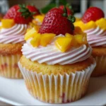 Strawberry Mango Cupcakes | Fruity, Fluffy & Bursting with Tropical Flavor!
