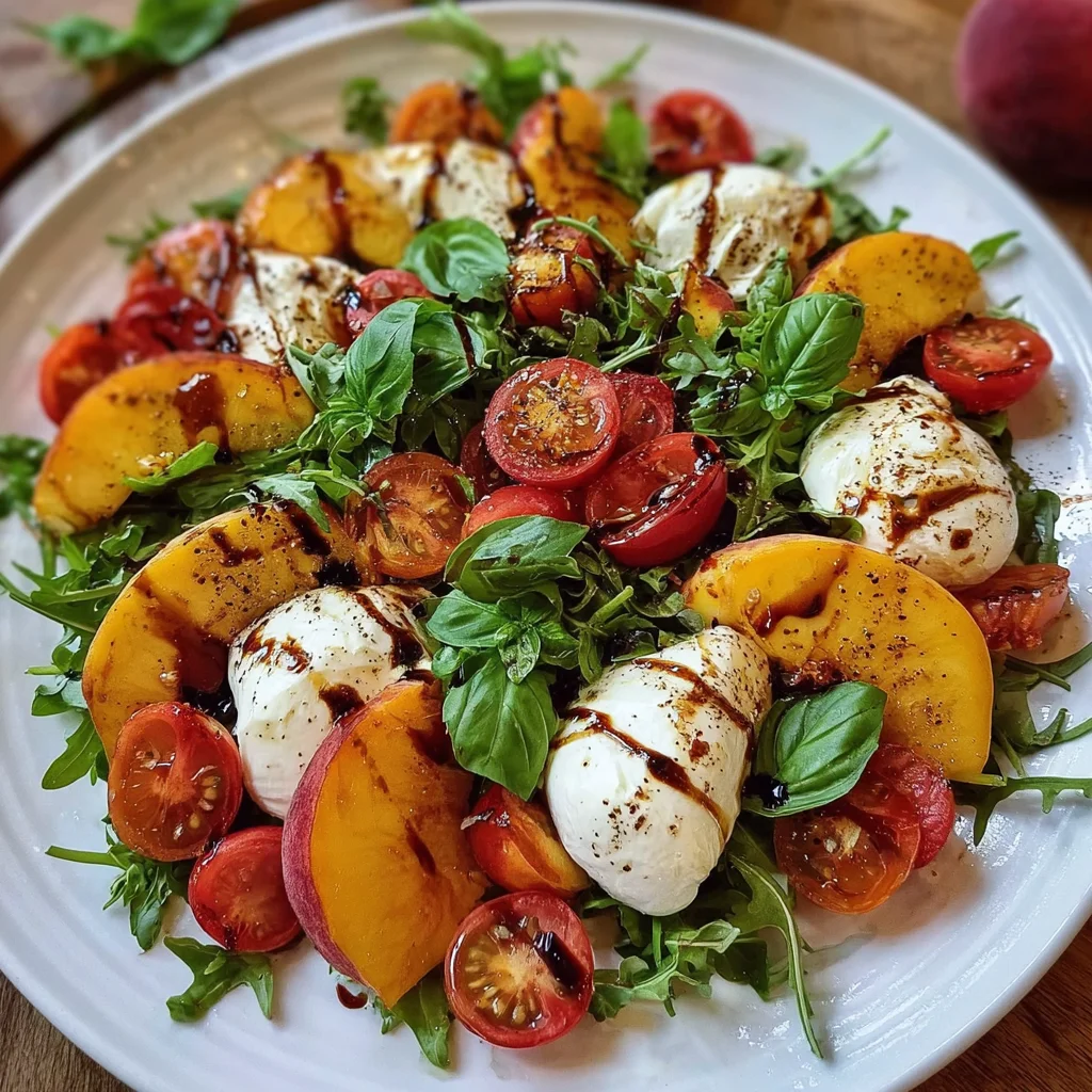 Fresh Peach Burrata Salad Recipe with Basil & Balsamic