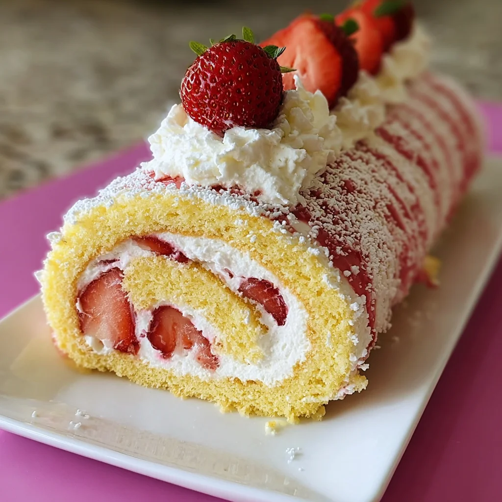 Strawberry Shortcake Swiss Roll Cake