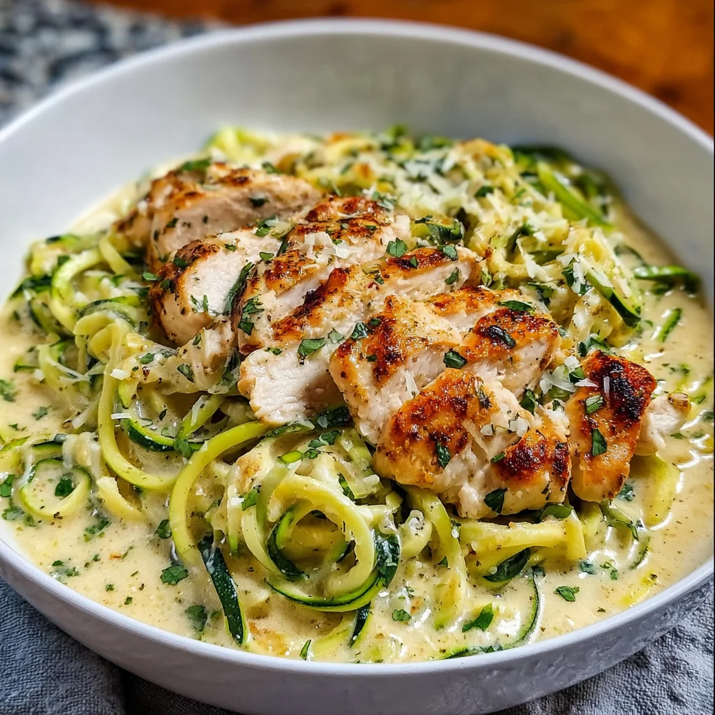 Zucchini Noodle Chicken Alfredo | Creamy, Low-Carb & Totally Satisfying!