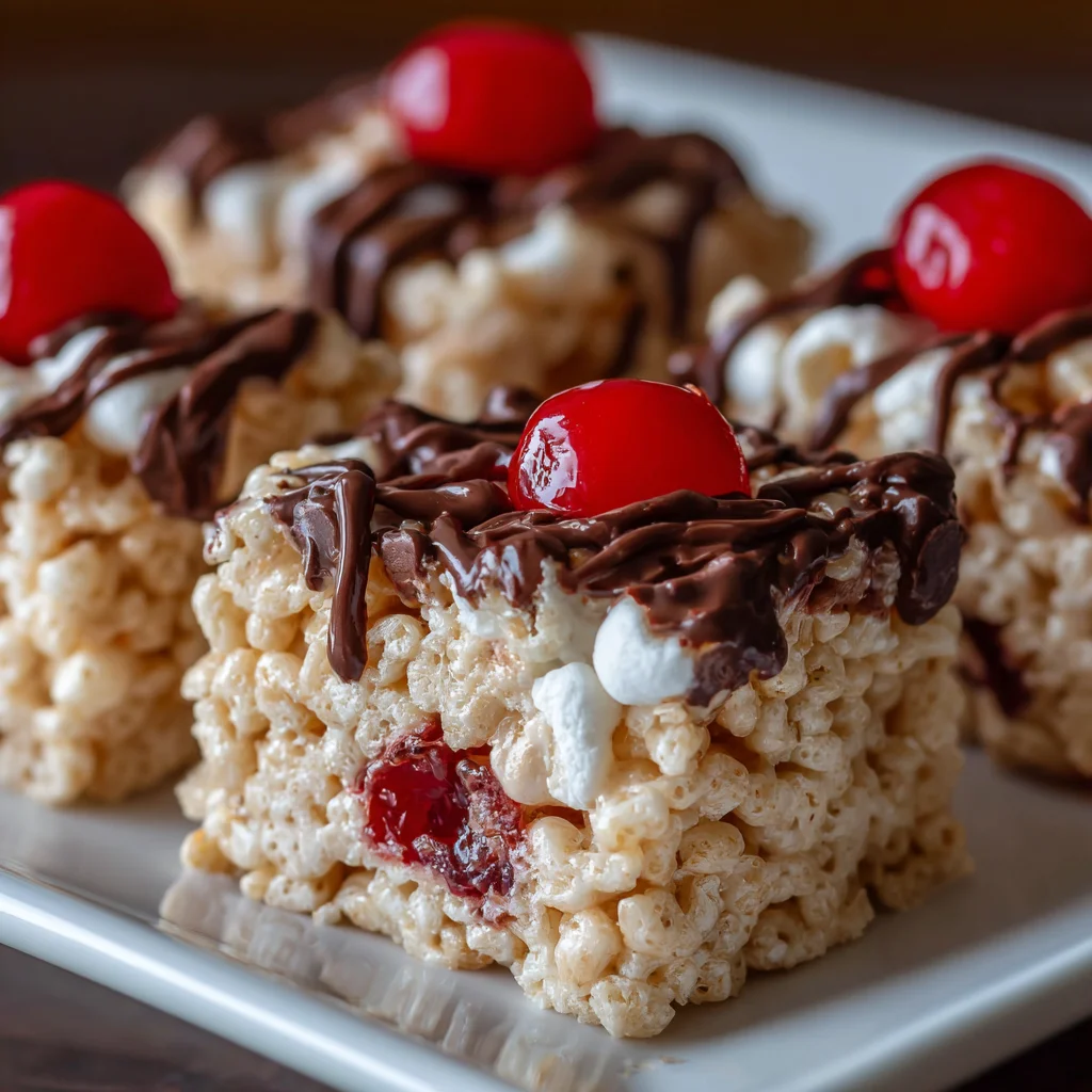 Chocolate Covered Cherry Rice Krispies Treats