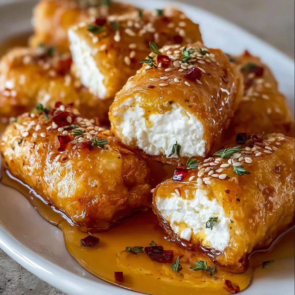 Oven Fried Feta Rolls with Chili Honey | Crispy, Creamy & Sweet-Heat Perfection!