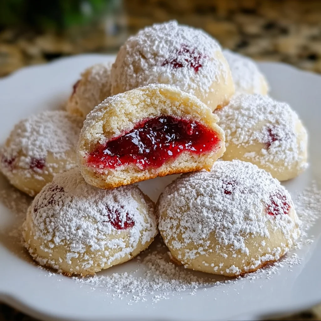 Raspberry Filled Almond Snowball Cookies | Buttery, Fruity & Melt-in-Your-Mouth Magic!